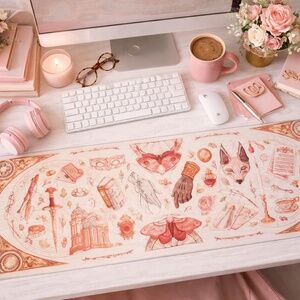 Fairyloot Crimson Moth Desk Mat, Work Home Office Gamer Bookish